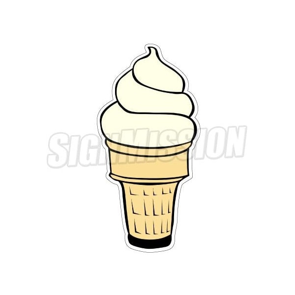 Signmission SOFT SERVE ICE CREAM VANILLA Concession cart trailer stand sticker, D-24 Soft Ice Cream Cone Vanilla D-24 Soft Ice Cream Cone Vanilla - main